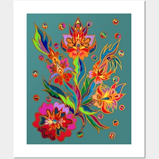 Folk Flowers Posters and Art